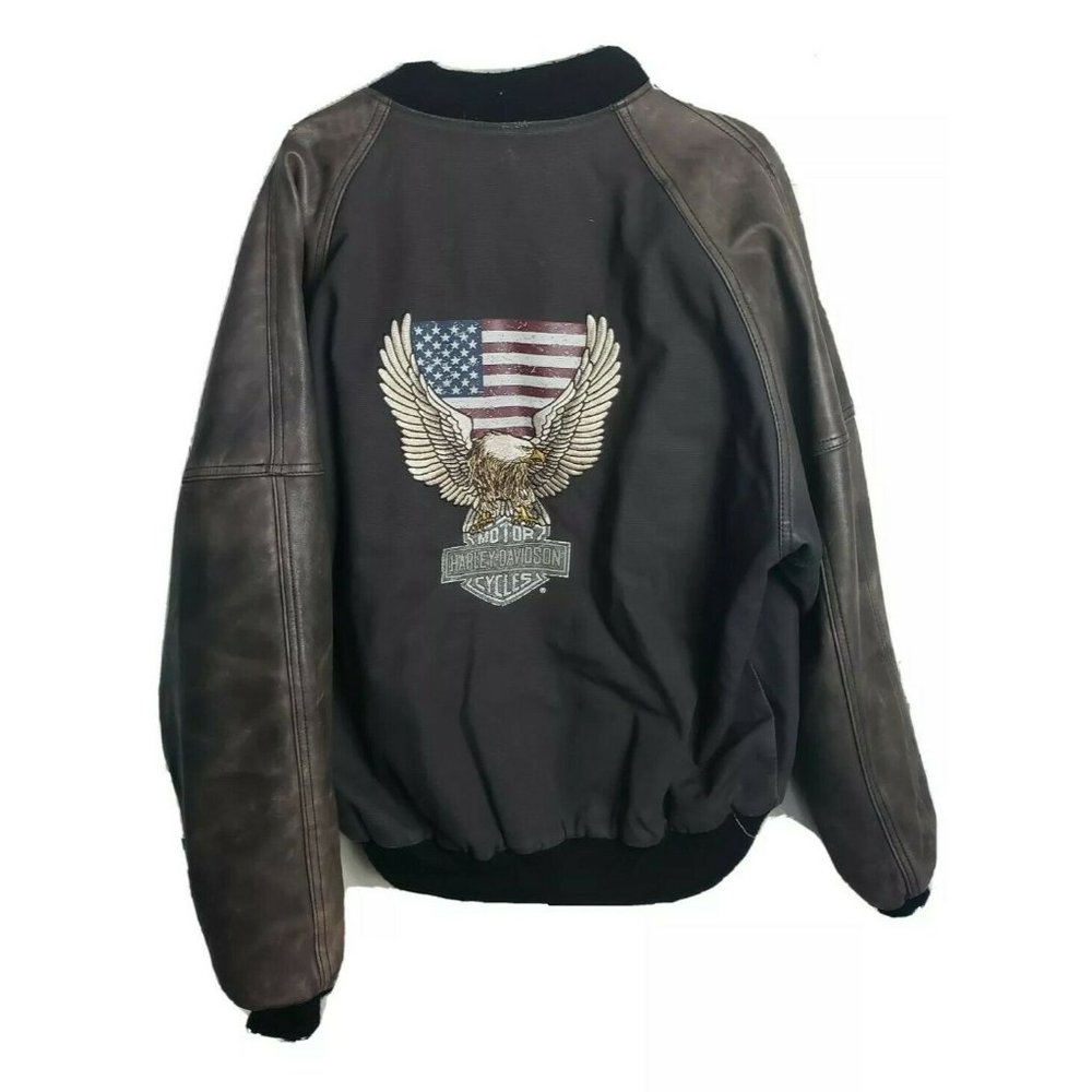 Harley Davidson Leather/Cotton Mens Size M Jacket